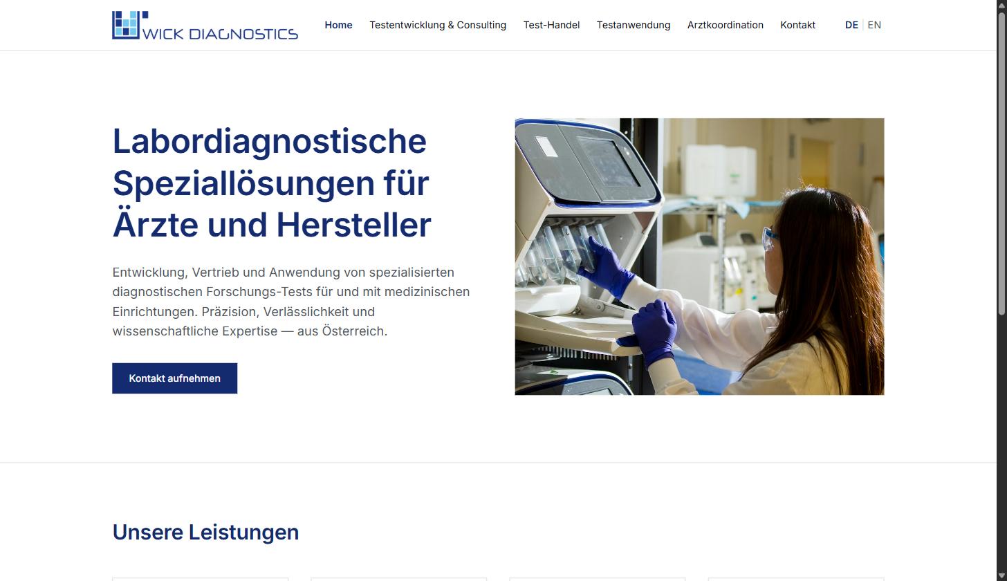 Screenshot der Website wick-diagnostics.com